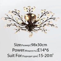 Lustre Vintage en Cristal LED Nordique pour Salon et Chambre | Marco Lucetti Noir - 6 têtes C / Pas d&#39;ampoule