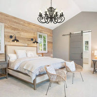 Lustre Vintage en Fer Forgé avec Bougeoirs Métalliques | Marco Lucetti