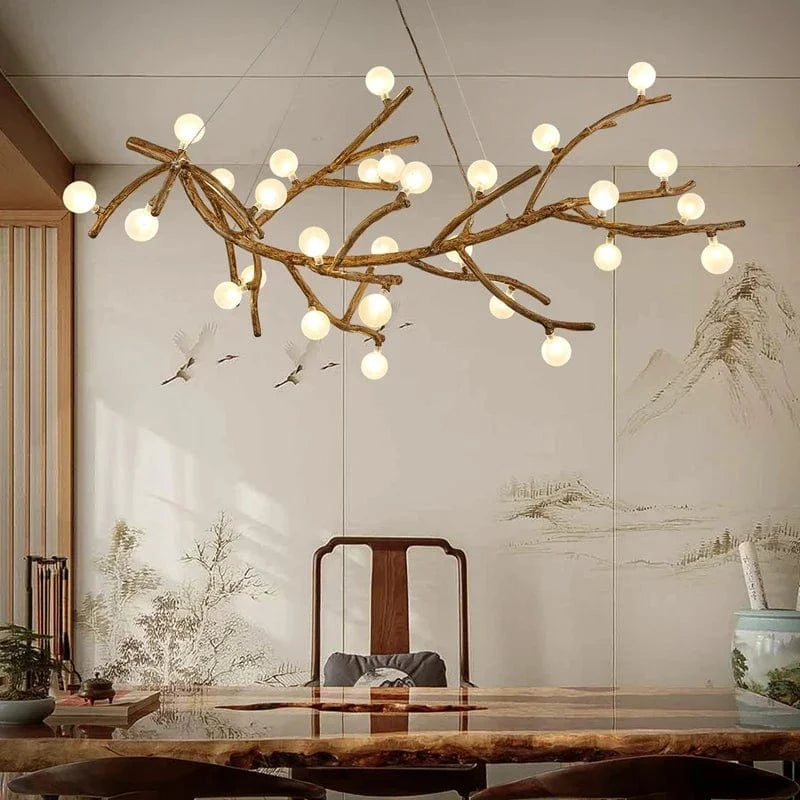 Lustre Vintage en Résine avec Branches d’Arbre LED - Édition Limitée | Marco Lucetti