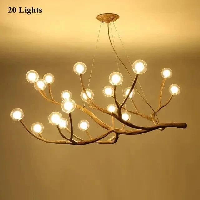 Lustre Vintage en Résine avec Branches d’Arbre LED - Édition Limitée | Marco Lucetti Balle claire de 20 têtes / Lumière 3 couleurs