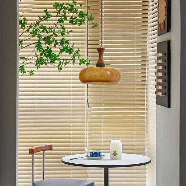 Lustre Vintage en Verre et Bois Massif Japonais à LED | Marco Lucetti