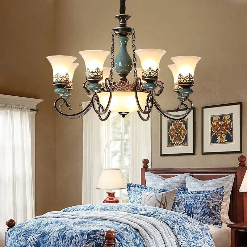 Lustre Vintage Européen en Céramique et Métal - Design Antique | Marco Lucetti