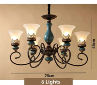 Lustre Vintage Européen en Céramique et Métal - Design Antique | Marco Lucetti 6 lumières / Sans ampoules