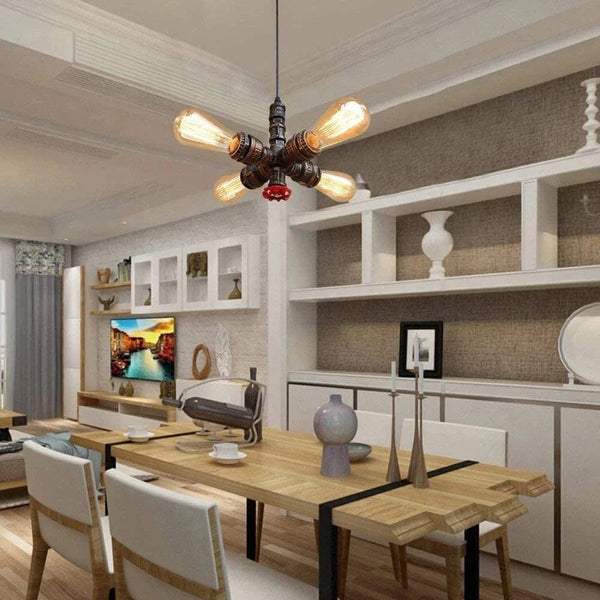 Lustre Vintage Industriel Loft Steampunk Tuyau d'Eau LED | Marco Lucetti Rouiller