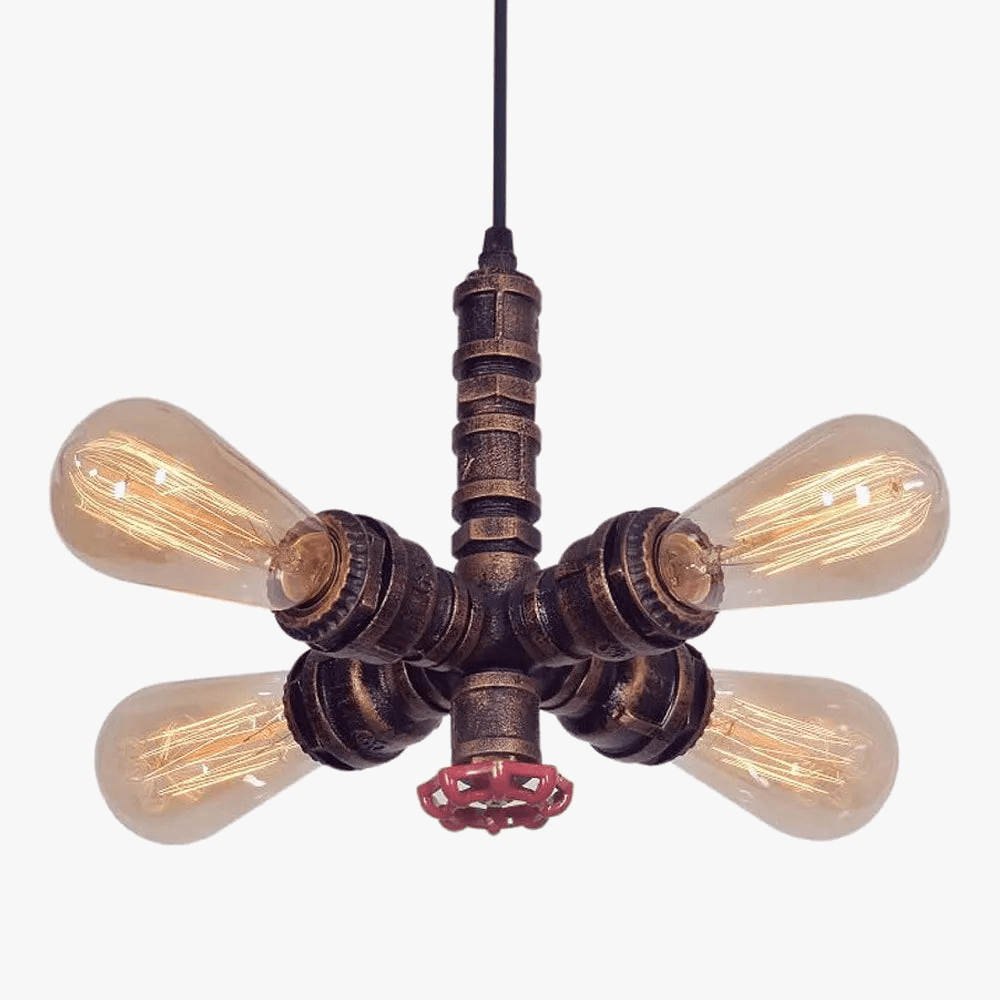 Lustre Vintage Industriel Loft Steampunk Tuyau d'Eau LED | Marco Lucetti Rouiller