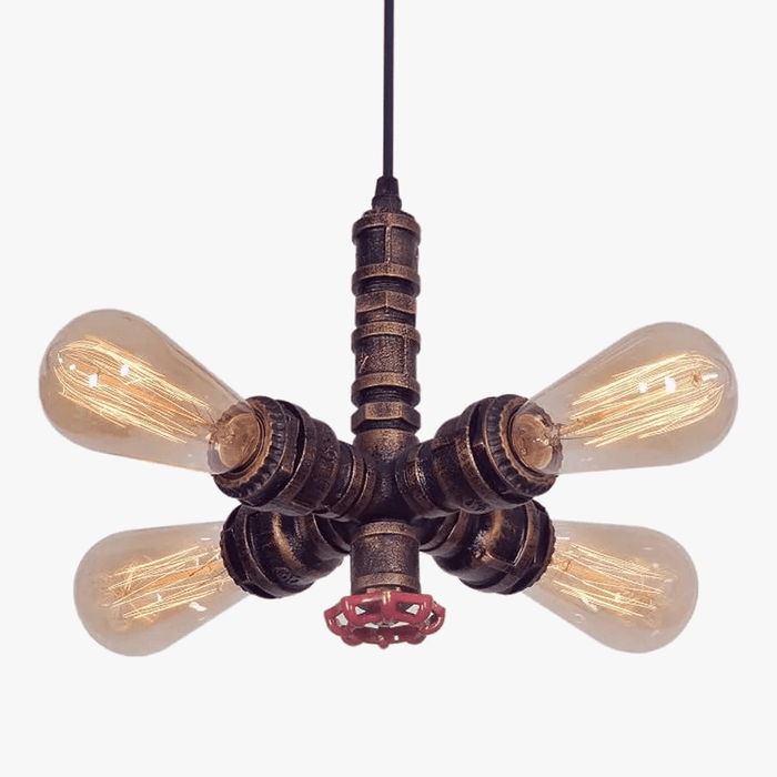 Lustre Vintage Industriel Loft Steampunk Tuyau d'Eau LED | Marco Lucetti Rouiller