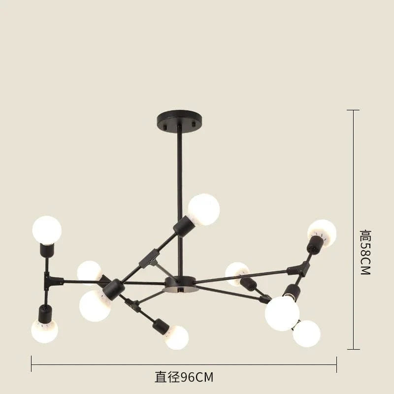 Lustre Vintage Nordique Moderne pour Restaurants Eclatants | Marco Lucetti Noir 10Têtes