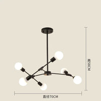 Lustre Vintage Nordique Moderne pour Restaurants Eclatants | Marco Lucetti Noir 6 têtes