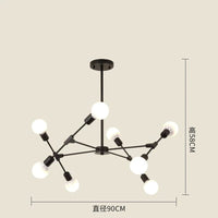 Lustre Vintage Nordique Moderne pour Restaurants Eclatants | Marco Lucetti Noir 8 têtes