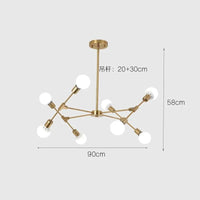 Lustre Vintage Nordique Moderne pour Restaurants Eclatants | Marco Lucetti Or 8 têtes