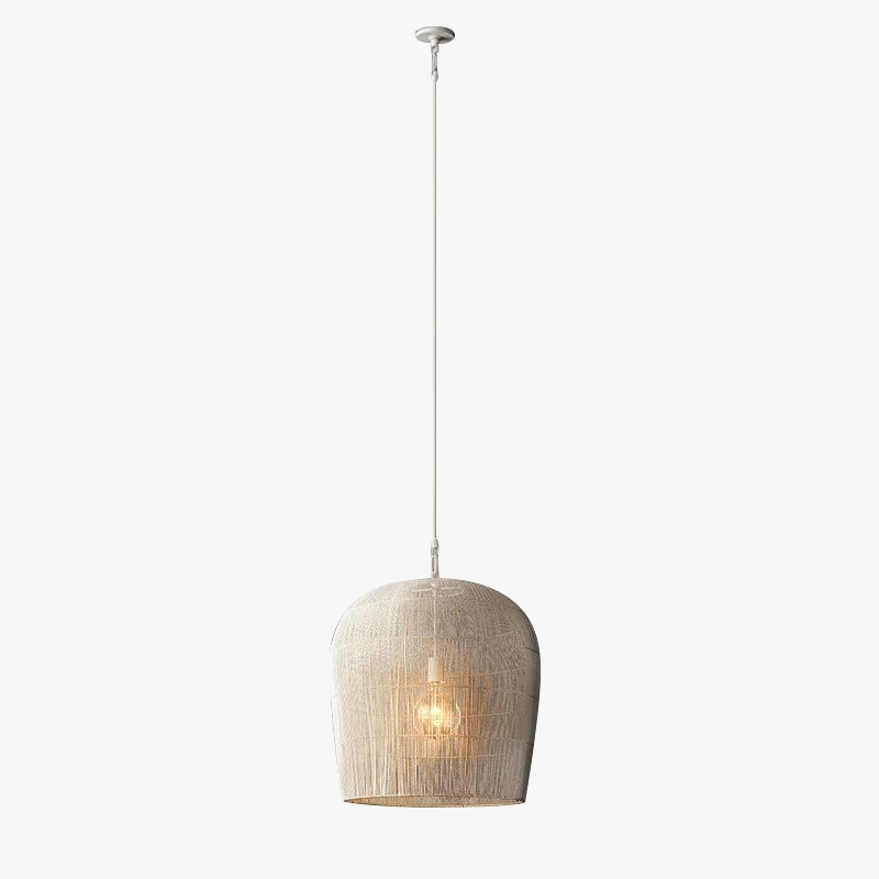 Suspension japonaise en rotin wabi-sabi avec éclairage LED