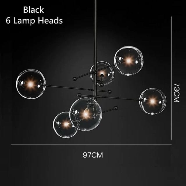 Lustre Zuri: Design LED de Luxe | Marco Lucetti 6 ampoules - Noir / Chaude