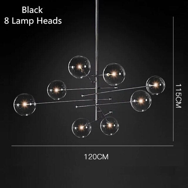 Lustre Zuri: Design LED de Luxe | Marco Lucetti 8 ampoules - Noir / Chaude