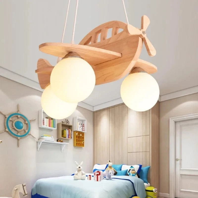 Lustres Avion LED en Bois pour Enfants - Décor de Chambre Moderne | Marco Lucetti