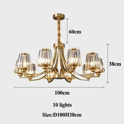  Lustres Cristal Cuivre Nordique Luxe LED pour Déco Intérieure | Marco Lucetti 10LED D100H38 / 3 couleurs