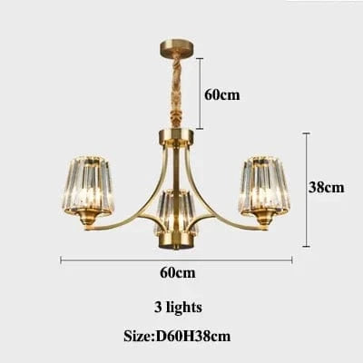  Lustres Cristal Cuivre Nordique Luxe LED pour Déco Intérieure | Marco Lucetti 3LED D60H38 / 3 couleurs