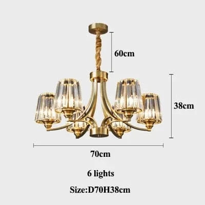  Lustres Cristal Cuivre Nordique Luxe LED pour Déco Intérieure | Marco Lucetti 6LED D70H38 / 3 couleurs