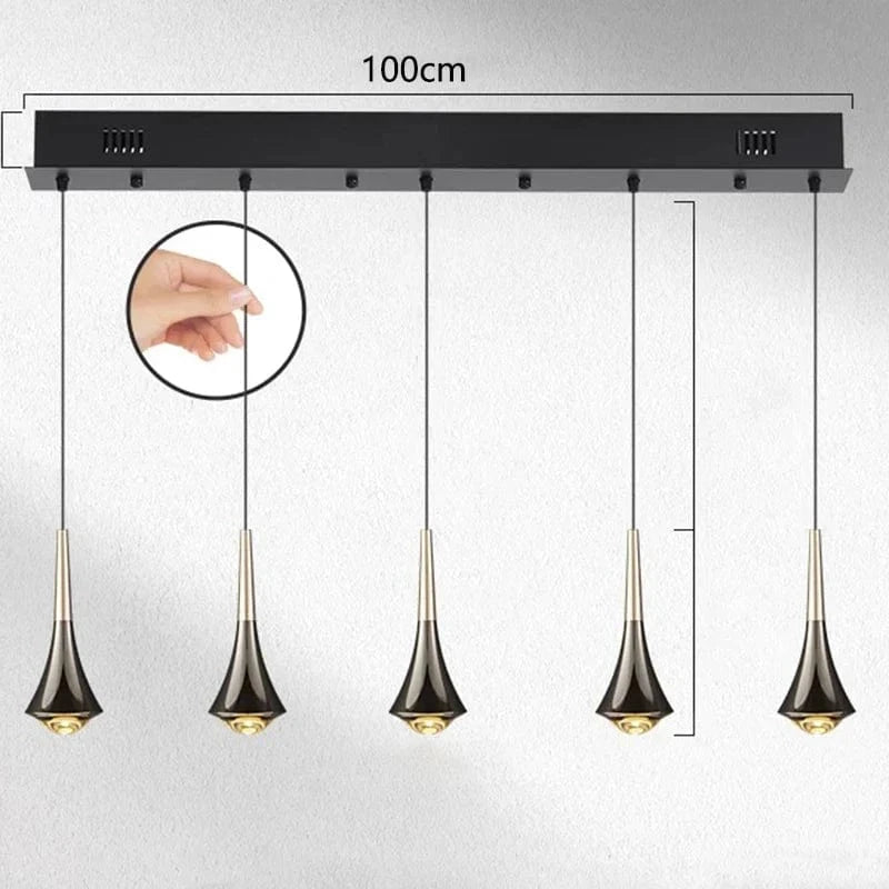 Lustres de décoration nordique pour illuminer votre salle à manger | Marco Lucetti A noir à 5 têtes / Blanc froid