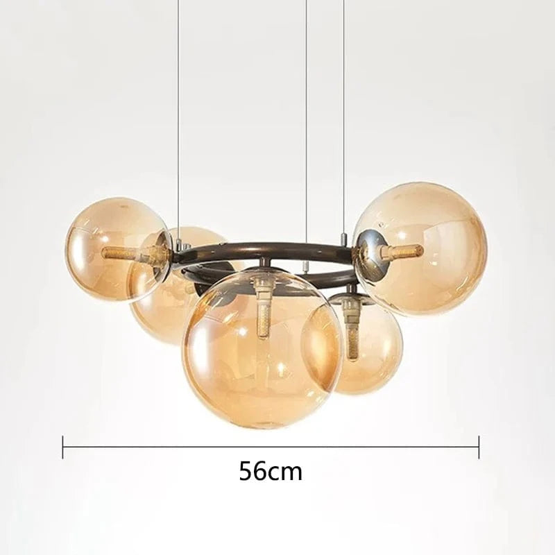 Lustres de décoration nordique pour la salle à manger : Lampes suspendues élégantes | Marco Lucetti 5 têtes ambre / Blanc froid