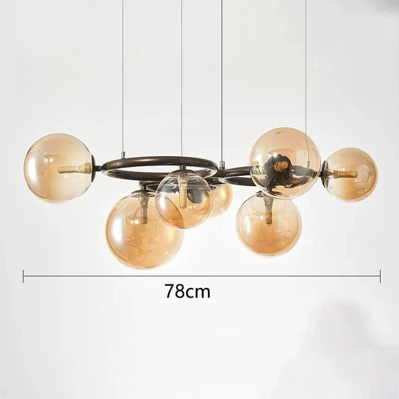 Lustres de décoration nordique pour la salle à manger : Lampes suspendues élégantes | Marco Lucetti 7 têtes ambre / Blanc froid