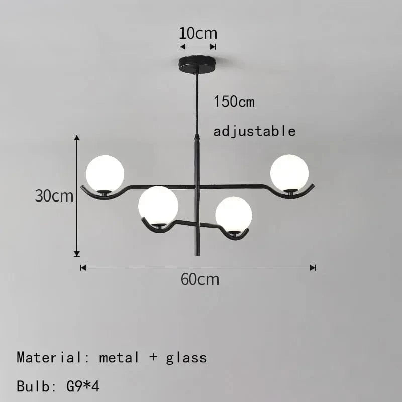 Lustres designs en verre et métal - Luminaires suspendus livraison directe | Marco Lucetti 4 lumières / 3000K