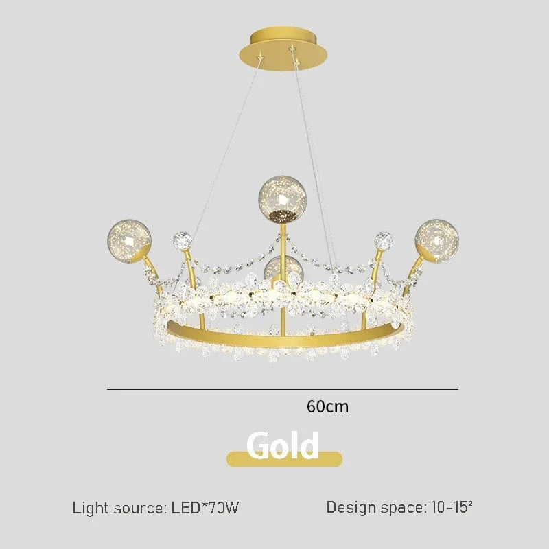 Lustres en couronne de cristal pour chambres d'enfants | Marco Lucetti Or 60cm