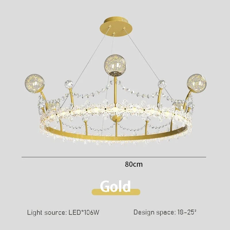 Lustres en couronne de cristal pour chambres d'enfants | Marco Lucetti Or 80cm