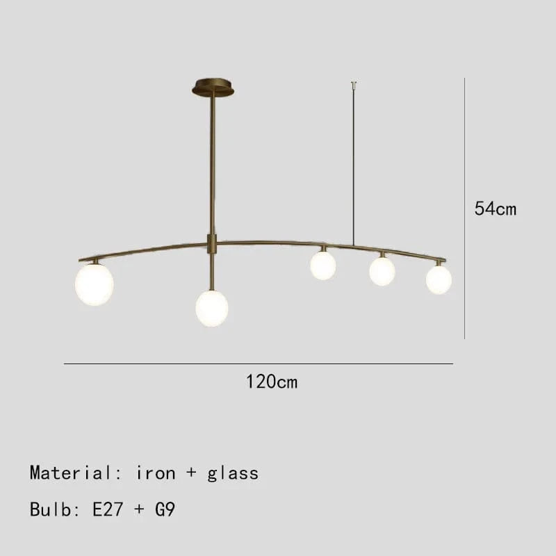 Lustres en verre pour suspension de barre de cuisine | Marco Lucetti 5 lumières-noir / Blanc chaud