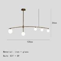 Lustres en verre pour suspension de barre de cuisine | Marco Lucetti 5 lumières-noir / Blanc chaud