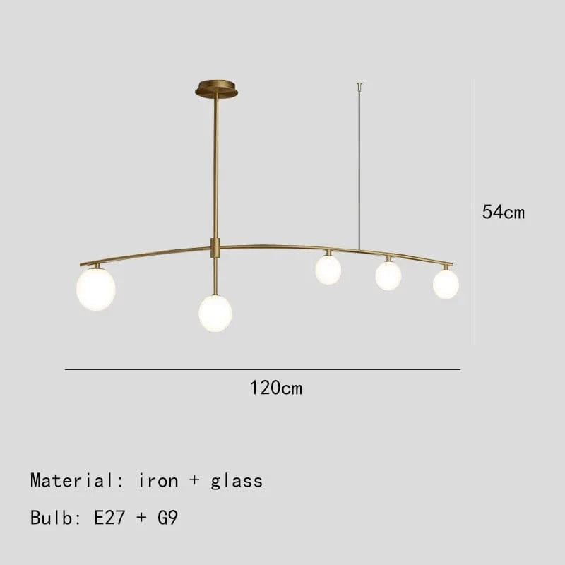 Lustres en verre pour suspension de barre de cuisine | Marco Lucetti 5 lumières-or / Blanc chaud