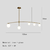 Lustres en verre pour suspension de barre de cuisine | Marco Lucetti 5 lumières-or / Blanc chaud