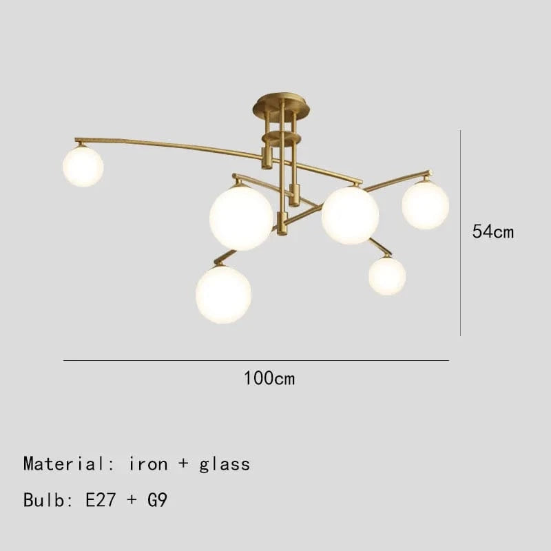 Lustres en verre pour suspension de barre de cuisine | Marco Lucetti 6 lumières-or / Blanc chaud