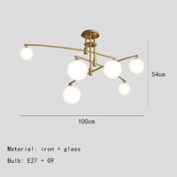 Lustres en verre pour suspension de barre de cuisine | Marco Lucetti 6 lumières-or / Blanc chaud