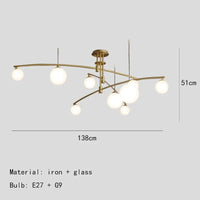 Lustres en verre pour suspension de barre de cuisine | Marco Lucetti 9 lumières-or / Blanc chaud