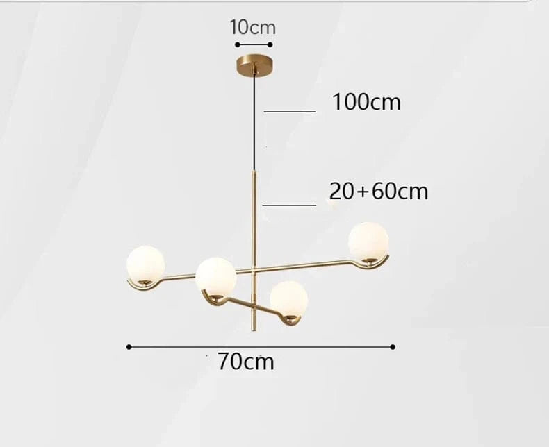 Lustres et lampes suspendues pour une décoration intérieure lumineuse et tendance | Marco Lucetti 4 têtes en or / Blanc froid
