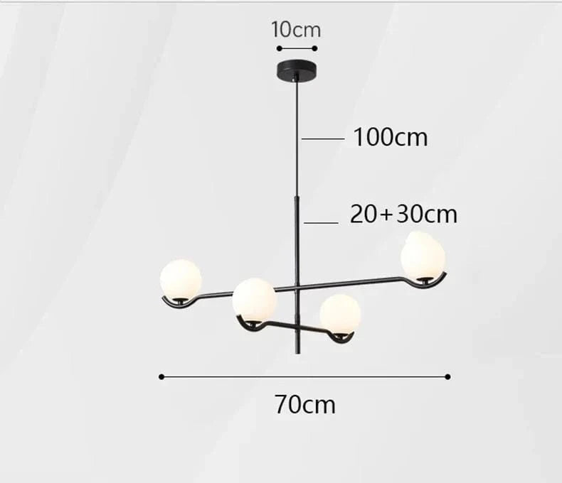 Lustres et lampes suspendues pour une décoration intérieure lumineuse et tendance | Marco Lucetti 4 têtes noires / Blanc froid