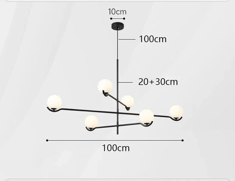 Lustres et lampes suspendues pour une décoration intérieure lumineuse et tendance | Marco Lucetti 6 têtes noires A / Blanc froid