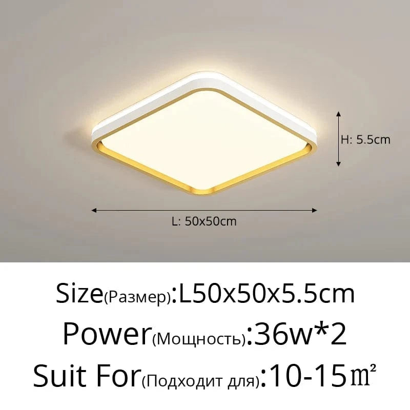 Lustres LED design pour une décoration intérieure moderne | Marco Lucetti Carré doré 50CM / Luminosité variable