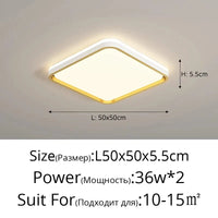 Lustres LED design pour une décoration intérieure moderne | Marco Lucetti Carré doré 50CM / Luminosité variable