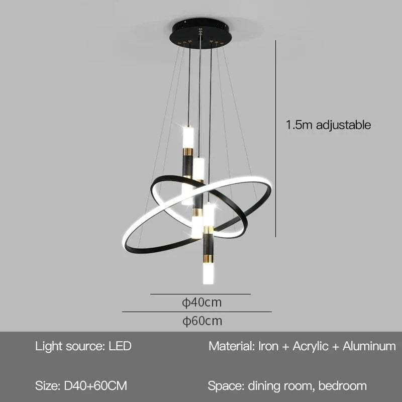 Lustres LED modernes pour salon salle à manger cuisine : Suspension lumineuse pour un éclairage intérieur élégant | Marco Lucetti B Type-40 60 cm 1 / Lumière neutre