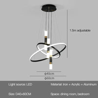 Lustres LED modernes pour salon salle à manger cuisine : Suspension lumineuse pour un éclairage intérieur élégant | Marco Lucetti B Type-40 60 cm 1 / Lumière neutre