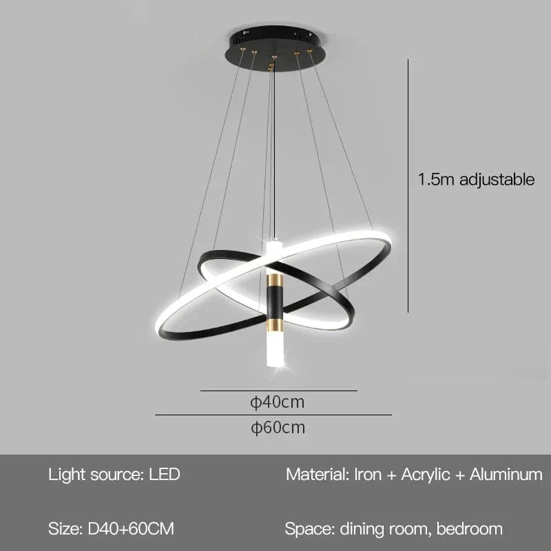 Lustres LED modernes pour salon salle à manger cuisine : Suspension lumineuse pour un éclairage intérieur élégant | Marco Lucetti B Type-40 60 cm / Lumière neutre