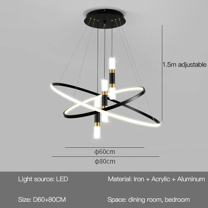 Lustres LED modernes pour salon salle à manger cuisine : Suspension lumineuse pour un éclairage intérieur élégant | Marco Lucetti B Type-60 80 cm / Lumière neutre