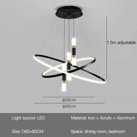 Lustres LED modernes pour salon salle à manger cuisine : Suspension lumineuse pour un éclairage intérieur élégant | Marco Lucetti B Type-60 80 cm / Lumière neutre