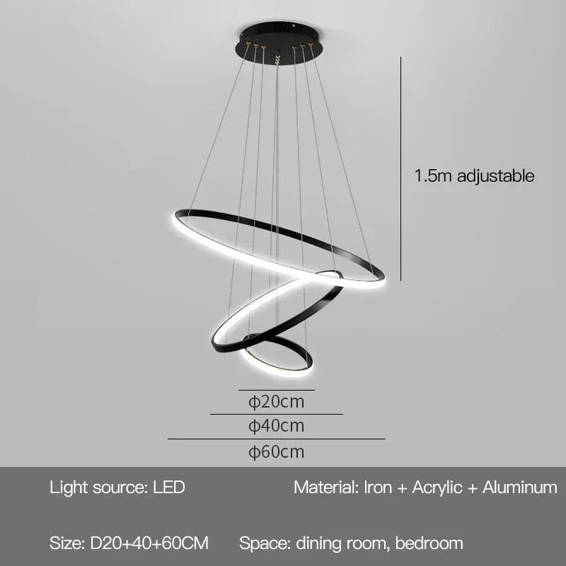 Lustres LED modernes pour salon salle à manger cuisine : Suspension lumineuse pour un éclairage intérieur élégant | Marco Lucetti C Type-20 40 60 cm / Lumière neutre
