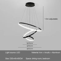 Lustres LED modernes pour salon salle à manger cuisine : Suspension lumineuse pour un éclairage intérieur élégant | Marco Lucetti C Type-20 40 60 cm / Lumière neutre