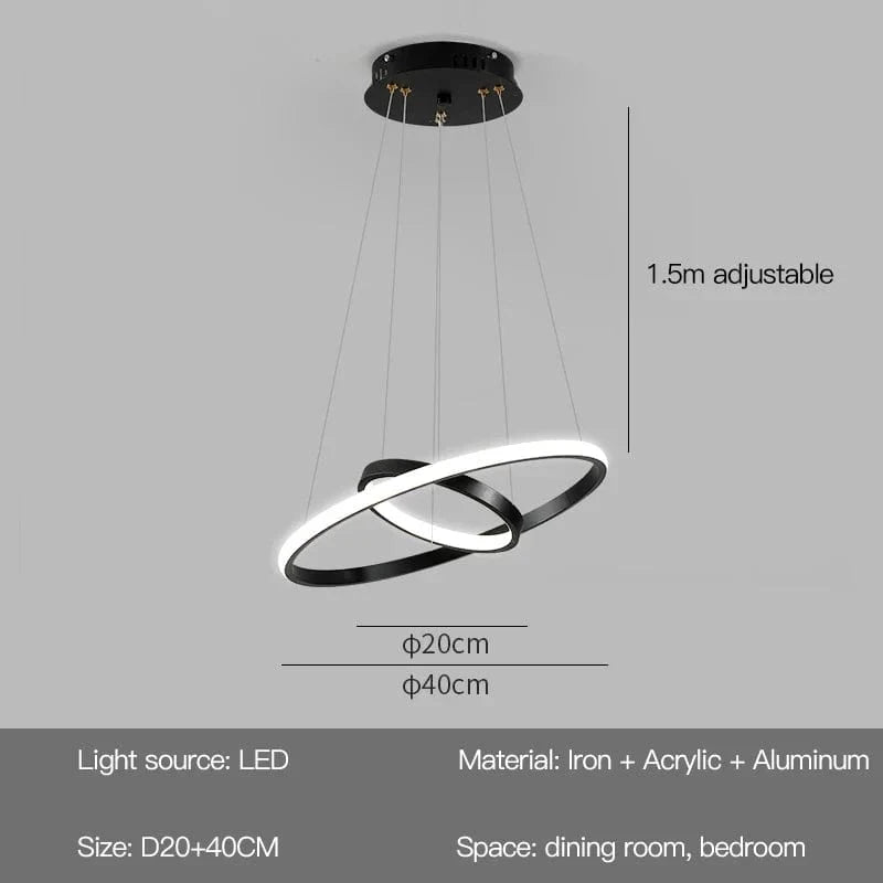 Lustres LED modernes pour salon salle à manger cuisine : Suspension lumineuse pour un éclairage intérieur élégant | Marco Lucetti C Type-20 40 cm / Lumière neutre