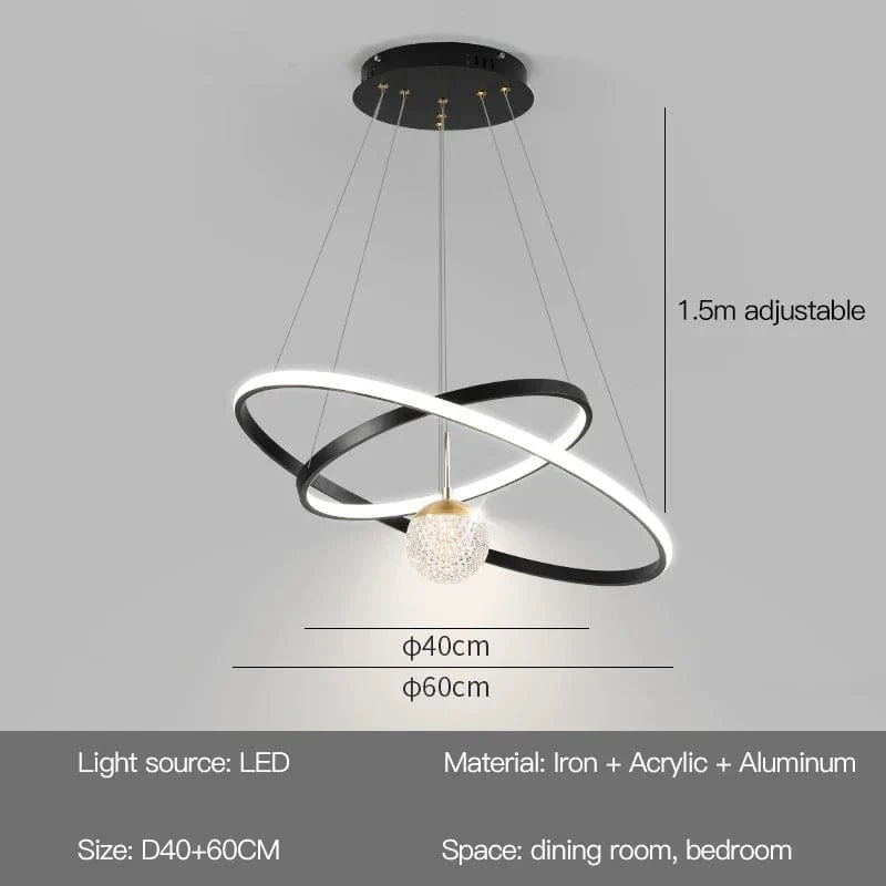 Lustres LED modernes pour salon salle à manger cuisine : Suspension lumineuse pour un éclairage intérieur élégant | Marco Lucetti D Type-40 60 cm / Lumière neutre