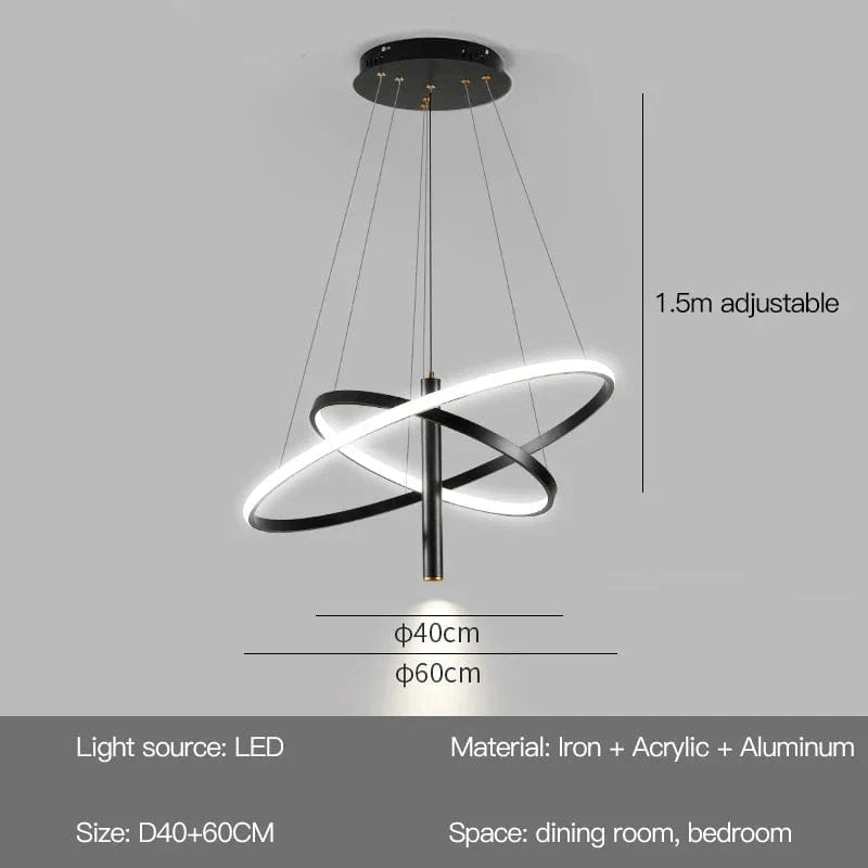 Lustres LED modernes pour salon salle à manger cuisine : Suspension lumineuse pour un éclairage intérieur élégant | Marco Lucetti Un Type-40 60cm / Lumière neutre