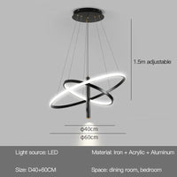 Lustres LED modernes pour salon salle à manger cuisine : Suspension lumineuse pour un éclairage intérieur élégant | Marco Lucetti Un Type-40 60cm / Lumière neutre